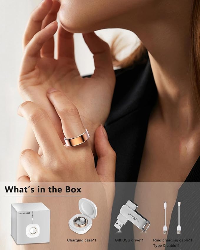 Smart Health Ring for Women Men Fitness Tracke IP68 Waterproof Fitness Ring with Heart Rate/Blood Pressure/Blood Oxygen/Sleep Tracker/Step/Calories for iOS and Android,No Subscription Fee,Silver 14