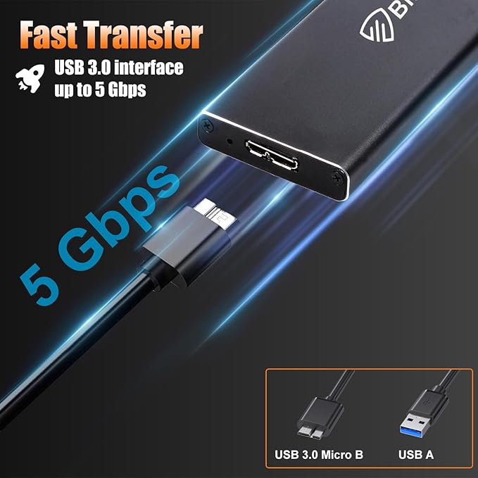 MacBook Air 2012 SSD Enclosure 7+17 pin, 5Gbps USB 3.0 External Portable Case for Mid 2012 A1465/A1466 Hard Drive