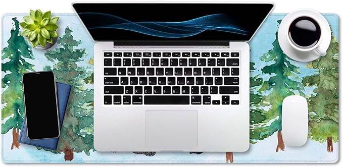 SSOIU Extended Mouse Pad, XXL Gaming Mouse Pads, Large Big Mousepad Laptop Computer Keyboard Mat Desk Pad with Non-Slip Base Stitched Edge for Gaming Office, 35.5 x 15.7 inch, Watercolor Sasquatch