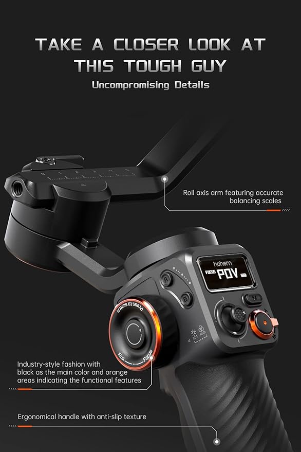 Hohem iSteady M6 Gimbal Stabilizer for Smartphone, 3-Axis Cell Phone Stabilizer Built-in OLED Display 400g Payload Reverse Charging Android and iPhone Gimbal with Inception Motion Timelapse