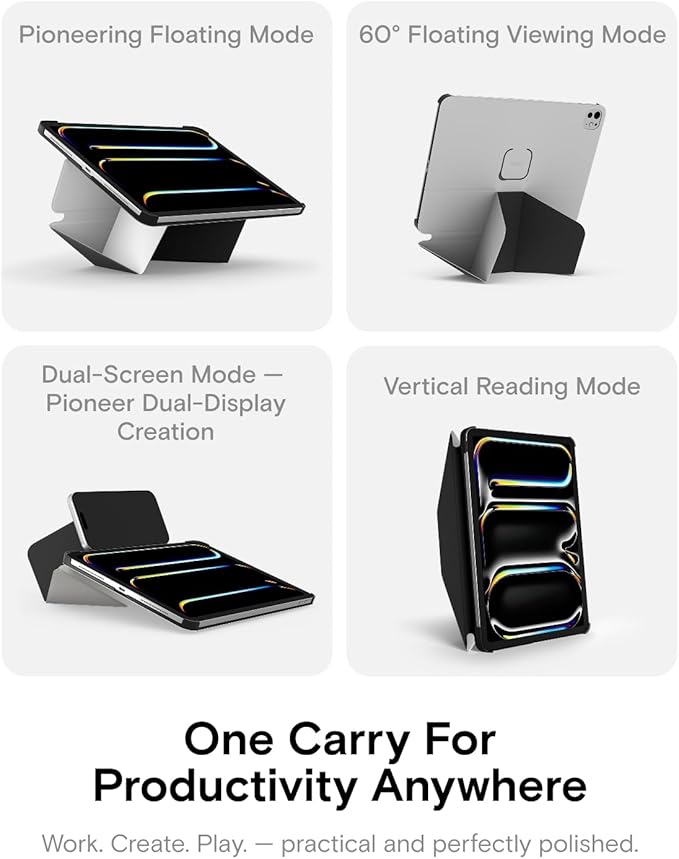 MOFT Dynamic Folio Case for iPad Air 13"(M4 2026/M3 2025/M2 2024)-[Reinforced Corner Protection] Stable Slim Magnetic Stand with 20+ Viewing Angles, Premium MOVAS Leather, Misty Cove x Jet Black