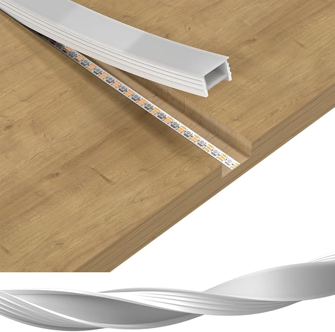 BTF-LIGHTING Silicone LED Channel System 16.4Ft Flexible Milky White Cover DIY Spotless Tube for ≤20mm Width LED Strip,Neon Rope Light Channel Diffuser, for Kitchen Cabinet, Room, Patio(No LED Strip)