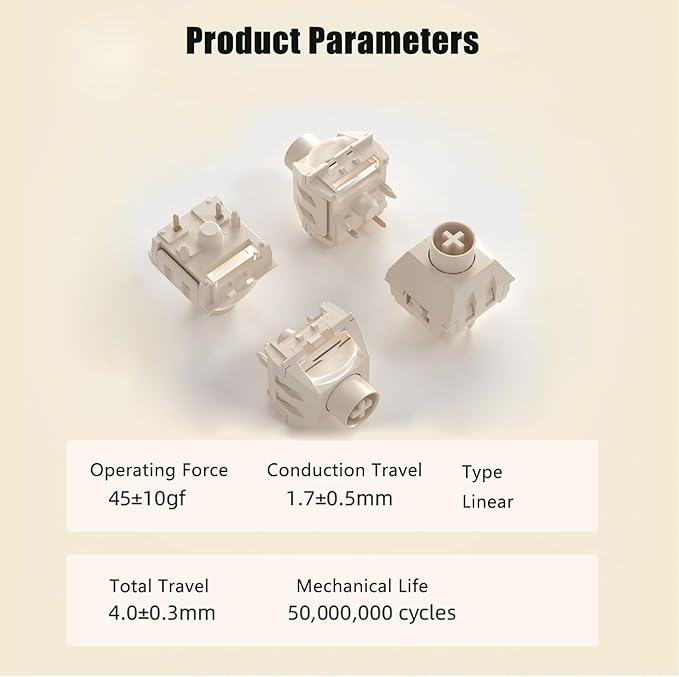 Zjmehty Kailh Box Ice Cream PRO MAX Switches for Mechanical Keyboard,5-pin Linear/45gf/Pre lubed/upgrated POM Material/Stronger Reboud Switches(Ice Cream PRO,10pcs)