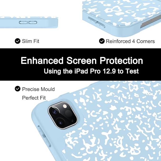 Soke Case for iPad Air 13 Inch (M4/M3/M2,2026-2024), iPad Pro 12.9" 6th/5th Generation with Pencil Holder(2021 2022 Release)-[Apple Pencil Charging + Auto Wake/Sleep] Soft Back Cover, Book Ice Blue