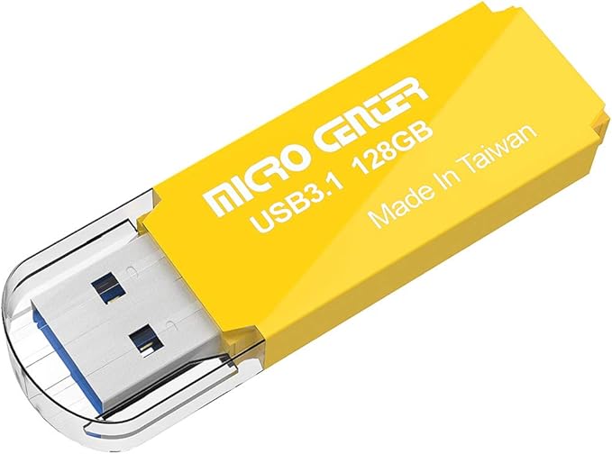 Micro Center Pro 128GB USB 3.1 Gen1 Flash Drive Faster USB Stick External Data Storage Thumb Drive (128GB, Yellow)