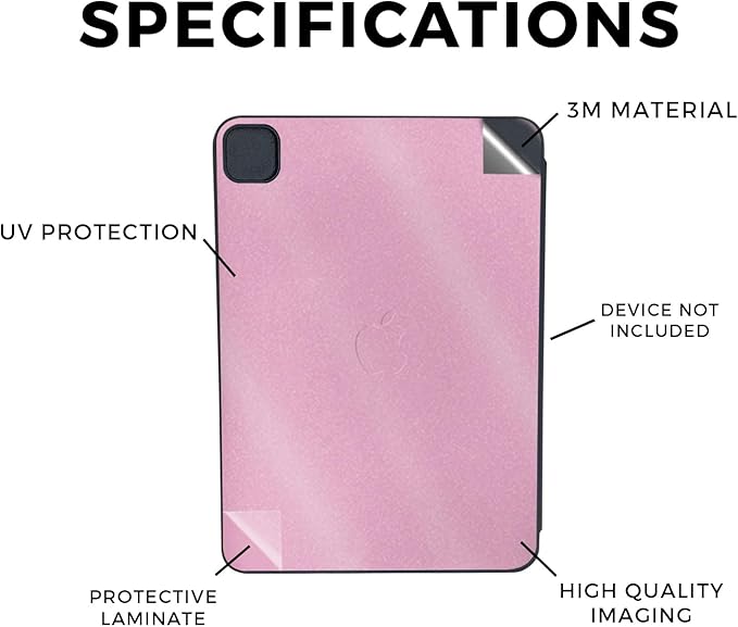 Glossy Glitter Skin Compatible with Apple Smart Folio for iPad Pro 11-inch (M4) 2024 - Solid Pink - Premium 3M Vinyl Protective Wrap Decal Cover - Easy to Apply | Crafted in The USA by MightySkins