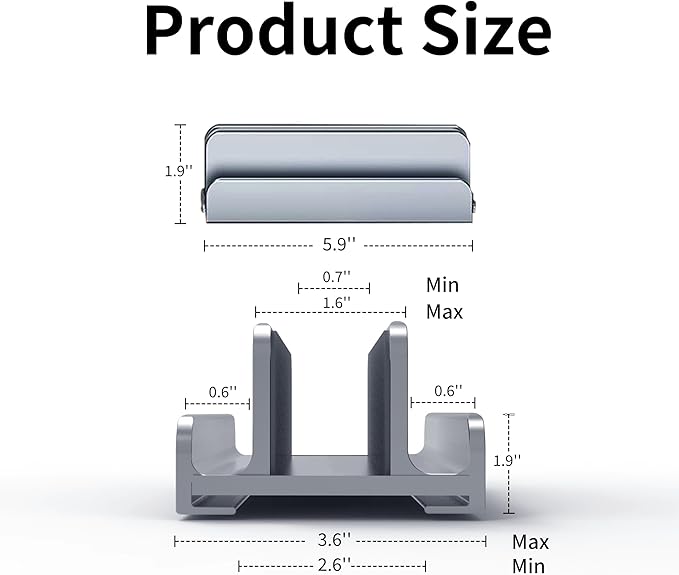 Aluminum Vertical Laptop Stand Holder for Desk Compatible with MacBook Pro, MacBook Air, Dell, HP, Lenovo, Up to 17.3 inches, Blue-Gray