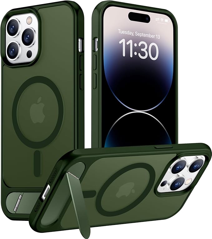 Magnetic Compatible with iPhone 14 Pro Max Case, [Built-in Invisible Kickstand][Compatible with MagSafe] [Military Grade Shockproof] Slim Translucent Matte Phone Case for iPhone 14 Pro Max 6.7"
