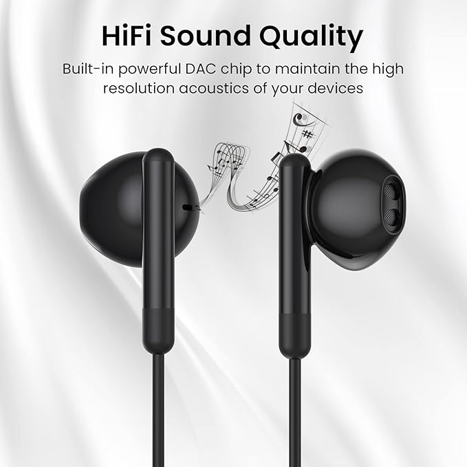 USB C Headphones for iPhone 17 16 15 Pro Max Plus iPad Pro USB C Earphones with Microphone Volume Control USBC Wired Earbuds USB Type C Earphone for Google Pixel 8 Samsung S25 S24 S23 S22 S21 S20 A55