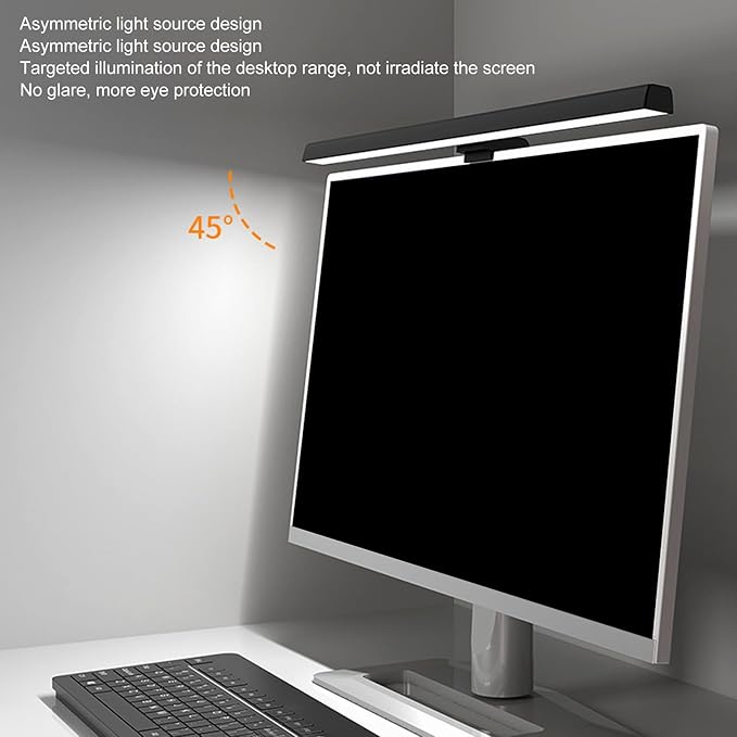 Dpofirs Computer Monitor Light Bar, Anti Glare Eye Caring LED Computer Monitor Lamp, Easy Installation, Support Infinite Dimming, Touch Control, USB Charging (White)