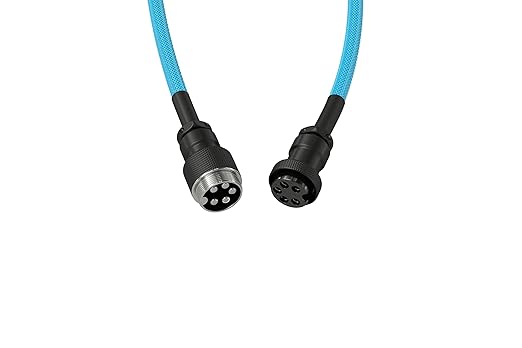 GLORIOUS Coiled Keyboard Cable – Coiled USB C Cable Artisan Braided Cables for Mechanical Gaming Keyboard Coiled Cable - Custom Keyboard Cable (Electric Blue)