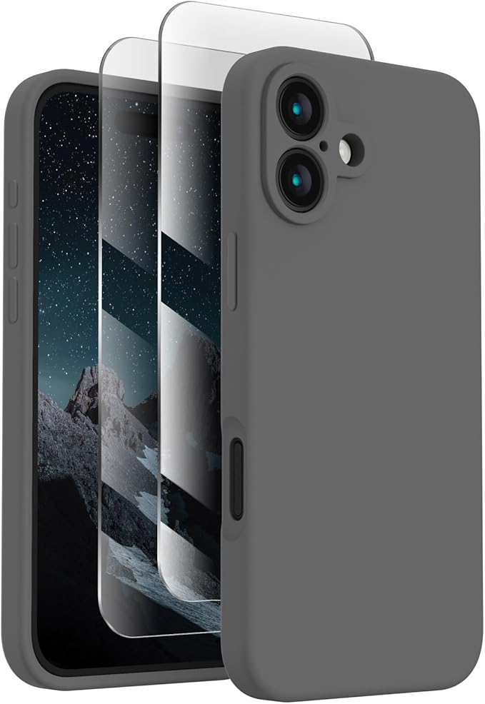 FireNova Designed for iPhone 16 Case, Silicone Upgraded [Camera Protection] Phone Case, Soft Anti-Scratch Microfiber Lining Inside, 6.1 inch, Space Gray