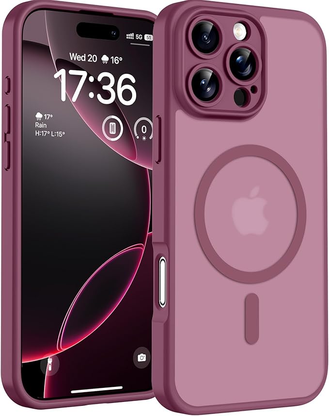 TOCOL for Phone 16 Pro Max Case, Compatible with Magsafe Charger, Full Camera Protection, Drop Protection, Translucent Matte Phone Case for iPhone 16 Pro Max 6.9 inch (Plum)