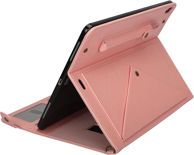 7.9-inch iPad mini Case with Pencil Holder, Techcircle Smart Folio Stand PU Leather Crossbody iPad mini Series Cover with Hand Strap, Multiple Card Slots Envelope Pocket Wallet Case, Rose Gold