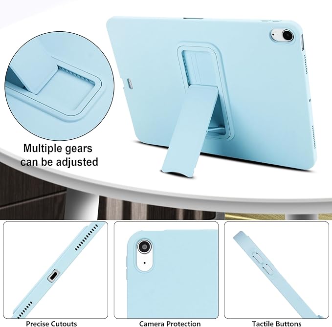 for iPad Air 11-inch M4/M3/M2 (2026/2025/2024) Case, Shockproof Protective Back Cover with Kickstand Slim Shell for Women Men, Lightblue