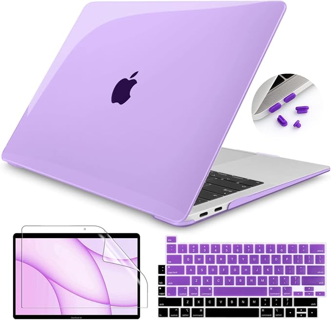 Teryeefi Compatible with MacBook Pro 13 inch Case 22016-2022 Release Model A2338 M1 M2A2251 A2289 A2159 A1989 A1706, Plastic Hard Shell with Keyboard Cover, Crystal Purple