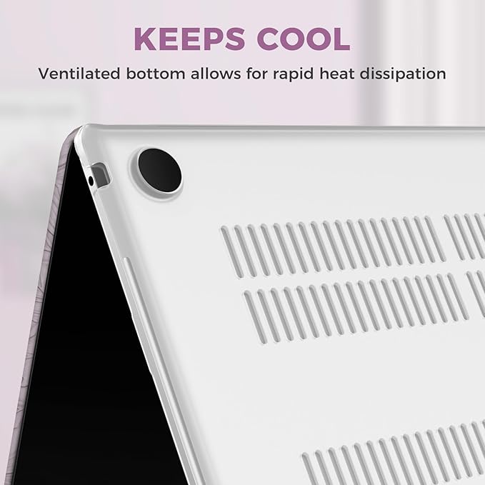 iCasso for MacBook Air 15 inch Case 2026 2025-2023 Release M5 A3448 M4 A3241 M3 A3114 M2 A2941, Texture Leather Plastic Case for MacBook Air 15.3"+ Keyboard Cover + Screen Film, Purple Floral