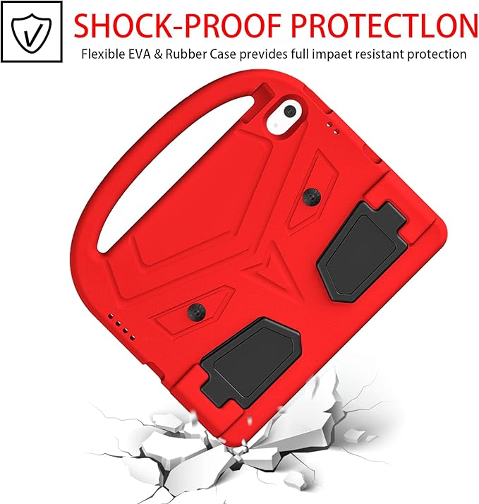 Dteck for iPad 10th Generation Case Kids 10.9 Inch 2022, Durable Lightweight Shockproof Protective Handle Stand EVA Foam Boys Girls Kids Proof Case for iPad 10th Generation 10.9 Inch 2022,Red