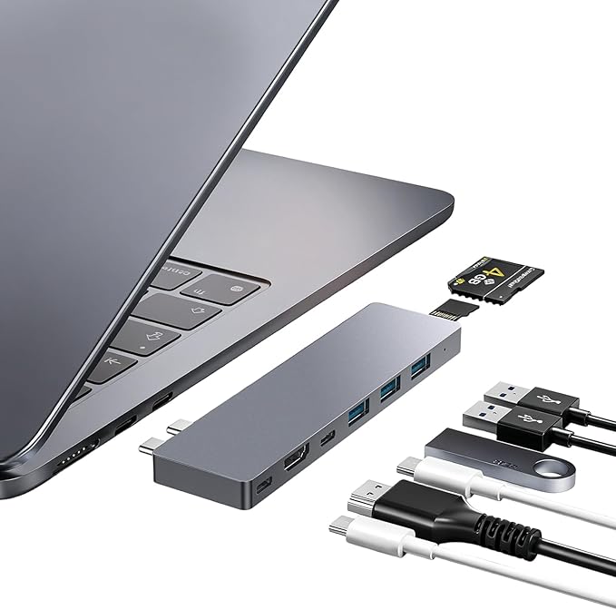 USB C Hub,8 in 2 USB Adapter for MacBook Pro Air，Thunderbolt 4 Dock 100W PD, 40Gbps, 4K HDMI, USB C 3.0, 3 USB A 3.0, SD/TF Card Reader, Compatible with MacBook Pro Air M1/M2/M3/M4