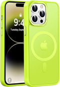Newfuture Designed for iPhone 14 Pro Case with Magnetic [13 FT Military Drop Protection] [Compatible with Magsafe] Slim Translucent Matte Shockproof with Anti-Fingerprint Phone Case, Fluorescent Green