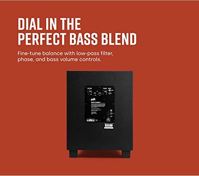Polk Monitor XT10 Home Subwoofer, 10" Deep Bass Woofer, 100W Class D Amplification, Dolby Atmos, Auro 3D & DTS:X Compatible, Black