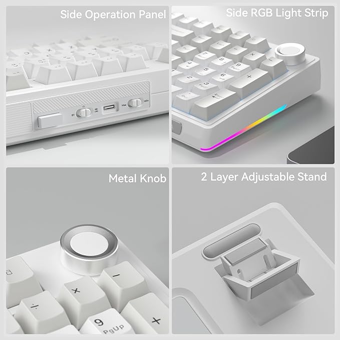 SOLAKAKA KI99 Pro 96% Wireless Mechanical Keyboard, RGB Gaming Keyboard, Hot-Swappable Pre-Lubed Switches, Gasket Structure Creamy Keyboards (Graywhite, Silent Switch)