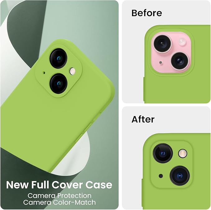 FireNova Designed for iPhone 15 Case, Silicone Upgraded [Camera Protection] Phone Case, Soft Anti-Scratch Microfiber Lining Inside, 6.1 inch, Sprout Green