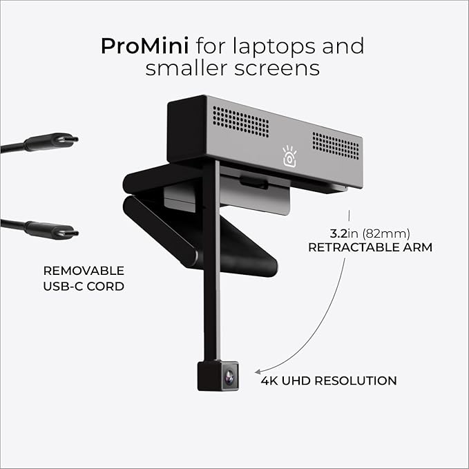 iContact Camera ProMini 4K HD Eye Contact Webcam for Laptops and Small Screens with Noise Cancelling Mics, USB Computer Camera for Mac & PC, Works with Zoom, Teams, Meet, Streaming, and Video Calls