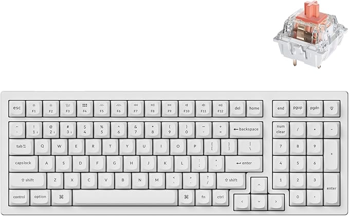 Keychron K4 Pro QMK/VIA Custom Wireless Mechanical Keyboard, Programmable Hot-swappable 100 Keys, RGB Backlight Wired Gaming Keyboard with K Pro Silent Red Switches for Mac/Windows/Linux - White