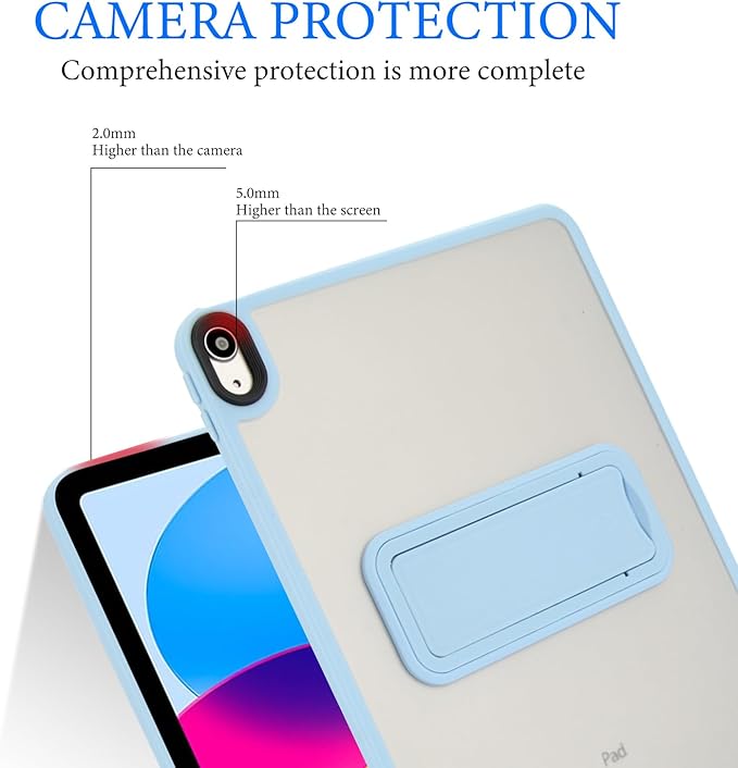 Shockproof Case for iPad (A16) 11th/10th Generation 10.9 inch 2025/2022, Kickstand Slim Fit Rugged Bumper Lightweight Anti-Scratch Bumper Case Cover for iPad 11th/10th Gen, Blue