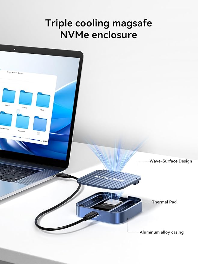 ACASIS 10Gbps Magnetic M.2 NVMe SSD Enclosure with 4K ProRes Recording M.2 EnclosureCompatible iPhone 17/16/15 Pro/Pro Max Magnetic SSD Enclosure with Aluminum for Video Editor/Blogger/Videographer