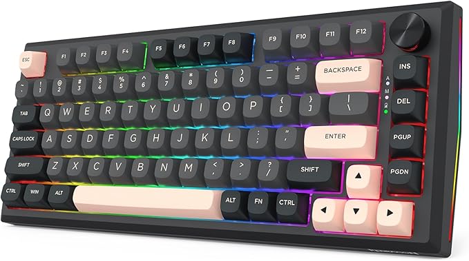 Redragon K687 PRO Wireless CNC Gasket Gaming Keyboard, 81 Keys Mechanical Keyboard w/Premium CNC Aluminum Board, Easy-Control Knob, 5-Layer Noise Dampening, Custom Linear Switch, Round PBT Keycaps