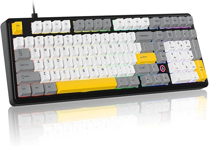 FIRSTBLOOD ONLY GAME. AK980 101-Key Hot-Swappable Mechanical Keyboard, Gasket Mount RGB Backlit, Programmable Macro, Full N-Key Rollover, with Dreamscape Linear Switches (Starfall Gray)