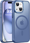 Newfuture Magnetic for iPhone 15 Case [Compatible with Magsafe] [Military Grade Drop Protection] Translucent Matte Anti-Fingerprint Shockproof Phone Case for iPhone 15 6.1 inch, Light Blue