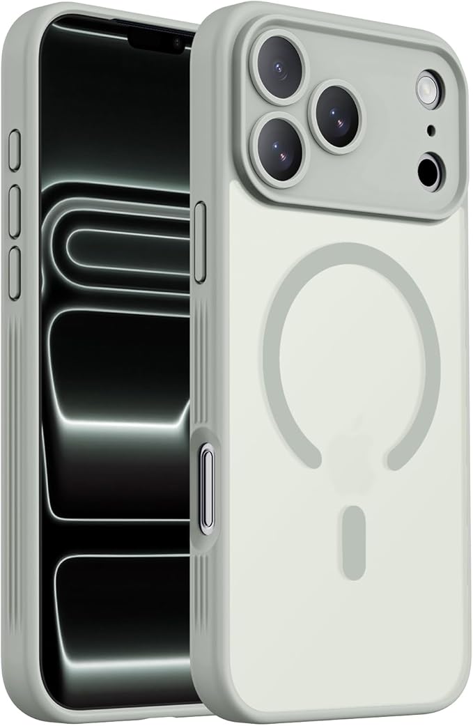 Symcele Designed for iPhone 17 Pro Max Case, Compatible with MagSafe, [Camera Protection] [15FT Military Drop Protection] Shockproof Translucent Matte Anti-Slip Phone Case, 6.9", Calke Green