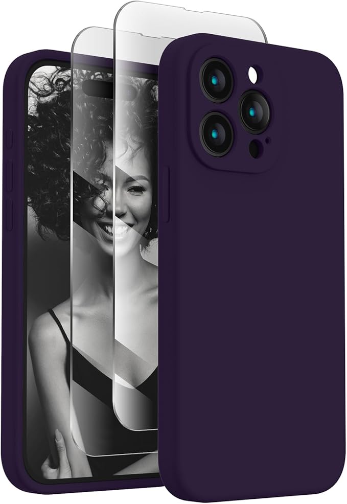 FireNova Designed for iPhone 15 Pro Max Case, Silicone Upgraded [Camera Protection] Phone Case, Soft Anti-Scratch Microfiber Lining Inside, 6.7 inch, Purple