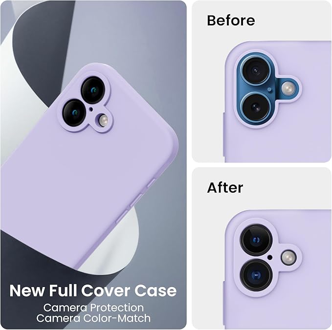 FireNova Designed for iPhone 16 Plus Case, Silicone Upgraded [Camera Protection] Case, Soft Anti-Scratch Microfiber Lining Inside, 6.7 inch, Clove Purple