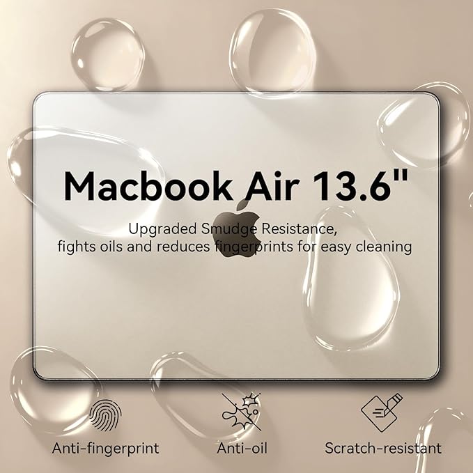 EooCoo Case Compatible with MacBook Air 13 inch M5 2026-2022 M4 M3 M2 A3449 A3240 A3113 A2681, Matte Hard Shell Scratch Resistant Protective Cover Compatible for MacBook Air 13.6 inch, Frost Starlight