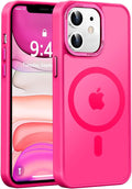 Newfuture Designed for iPhone 11 Case with Strong Magnetic [13 FT Military Drop Protection] [Compatible with Magsafe] Slim Translucent Matte Shockproof with Anti-Fingerprint Phone Case, Hot Pink