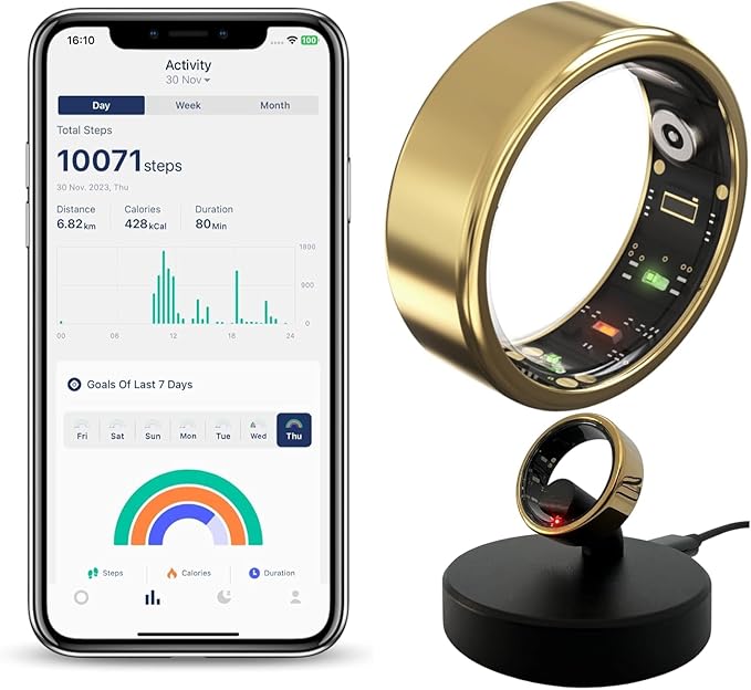 2026 Smart Ring for Women and Men Health Fitness Tracker for Daily Activity & Workouts | Heart Rate Sleep Blood Oxygen Steps & Cycle Monitoring Meditation | No Subscription Required(Gold, #9)