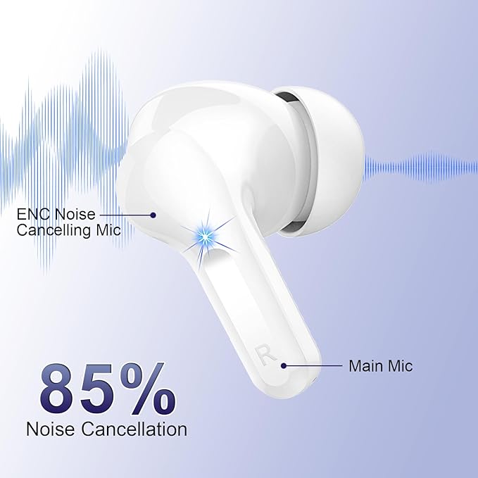 Wireless Earbuds, Bluetooth Headphones 5.4 HiFi Stereo Ear buds with ENC Noise Cancelling Mic, 40H Bluetooth Earbuds with Dual LED Display Charging Case, IP7 Waterproof Earphones for Android iOS