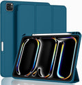 ZryXal New iPad Pro 13 Inch Case (M5) 2025 / (M4) 2024 with Pencil Holder, Smart iPad Case [Support Pencil Pro and Pencil (USB-C)], Support Touch ID and Auto Wake/Sleep (Teal)