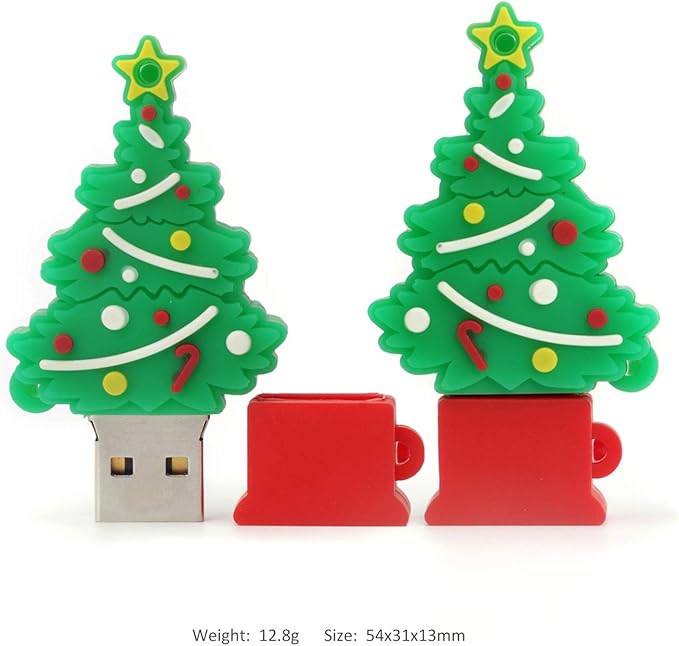 Christmas Tree USB Flash Drive 32GB, Gift Memory Stick with Chain for Your Family,Kids,Friends,Students,Teacher Merry Christmas