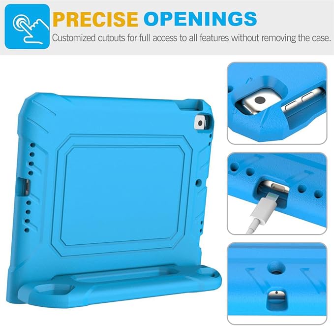 SUPLIK Kids Case for iPad 5th/6th Generation (9.7 inch, 2017/2018), iPad Air 1 & Air 2 & Pro 9.7 Case with Screen Protector, Durable Shockproof Kids Cover with Handle Stand, Blue
