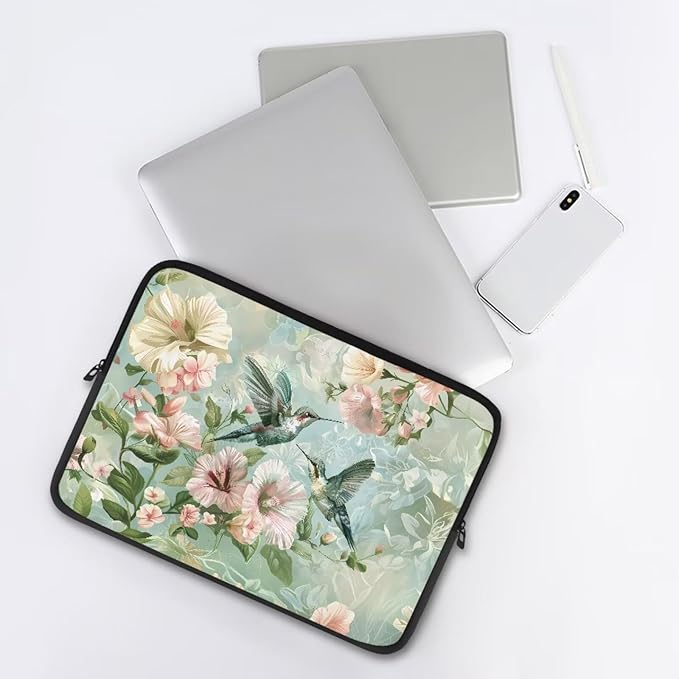 Hummingbird Flower Computer Sleeve for Women Laptop Sleeve 10 inch Neoprene Lap Top Case with Padded Compartment Computer Carrying Case Laptop Sleeve Bag, 240703BZ1403004