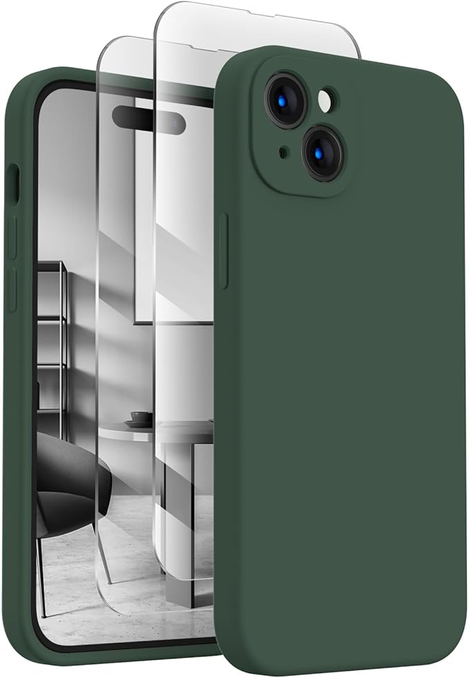 FireNova Designed for iPhone 15 Case, Silicone Upgraded [Camera Protection] Phone Case, Soft Anti-Scratch Microfiber Lining Inside, 6.1 inch, Alpine Green