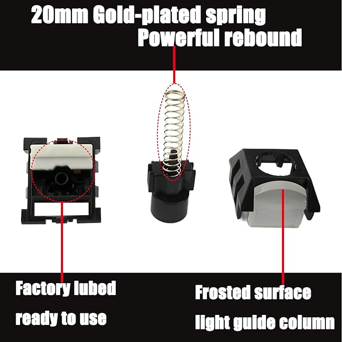 Kailh Box Dark Chocolate Pre lubed Switches for Mechanical Keyboard,5 pin Linear/55gf/Water&Dustproof/RGB/POM Material Switches(Dark Chocolate,108p)