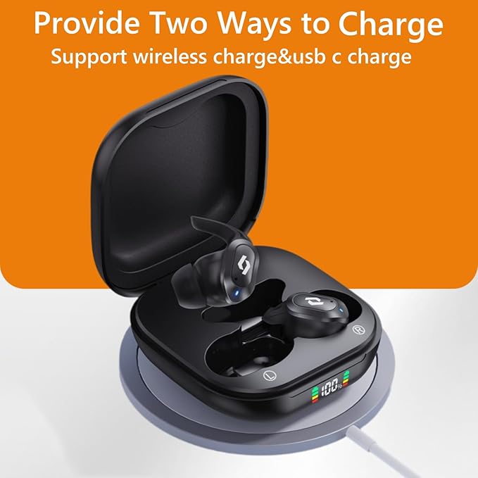 Bluetooth Earbuds Wireless Ear buds Wireless Charging Case Waterproof Headphones Built in Microphone Stereo Bass 64H Playback LED Power Display for iPhone Android Phones Computer Sports Gaming Workout