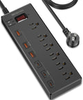 Power Strip, HITRENDS Surge Protector with 6 AC Outlets & 6 USB Ports (3 USB-C & 3 USB-A), 20W PD Fast Charging USB-C, 6 Ft Flat Plug Extension Cord with Multiple Outlet, 1625W/13A, for Home Office