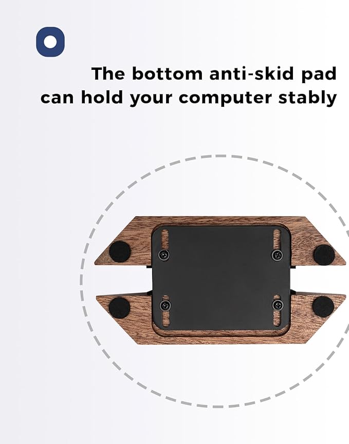 Adjustable Vertical Laptop Stand, MacBook Holder with Wood, Wooden Laptop Stand, Vertical Laptop Holder for Desk, Width Adjustable Dock Fits All MacBook/Surface Pro